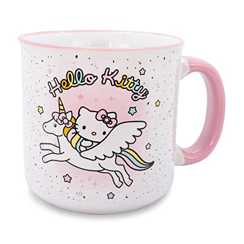 Hello Kitty Sanrio Unicorn Star Ceramic Camper Mug | BPA-Free Travel Coffee Cup For Espresso, Caffeine, Cocoa | Home & Kitchen Essentials, Cute Kawaii Gifts and Collectibles | Holds 20 Ounces
