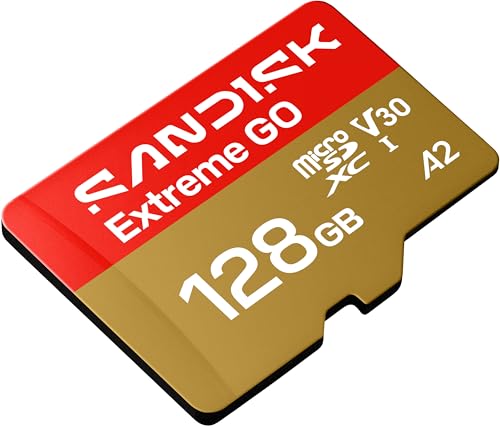 Image of SANDISK 128GB Extreme GO microSDXC UHS-I Card, 5K & 4K UHD Video, 240MB /s Read, 120MB /s Write, A2, U3, V30, High-Speed for Android, Action Camera & Gaming