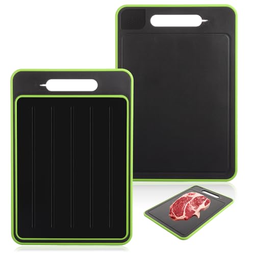 ASelected 4-in-1 Miracle Melt Defrosting Board and Chopping Tray, Double-Sided with Grater for Quick Thawing of Meat and Food - 14.4x9.9 Inch, Black