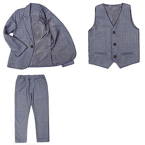 Costume à carreaux garçon smoking 3 pièces tenue cérémonie mariage chic enfant