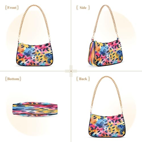 Shoulder Bags for Women Watercolor Leopard Print Hobo Tote Handbag Small Clutch Purse with Zipper Closure2