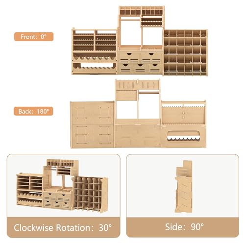 Image of Plastic Model Paint Rack and Tool Storage, MDF Material, Large Capacity Workbench GK RS