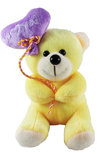 Image of Tickles Charming Balloon Teddy Stuffed Soft Plush Animal Toy Love Girl, Birthday Gifts, Valentine's Day (Color: Yellow Size: 35 cm)