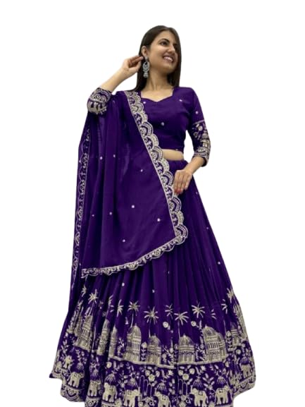 mitra biz Embroidered Lehenga Choli with Dupatta, Elephant Motif-picture-22