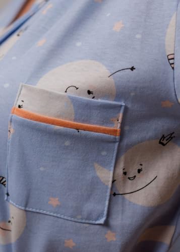 Camisola Algodão Feminina Americana Manga Curta com Botão Botões Inverno Adulto indicado Gestante Am