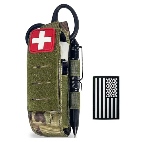 Molle Tourniquet Holder, Tactical TQ Pouch, 1000D Laser Cut Molle Medical Trauma Shears Pouch EMT Scissors Bag Fit for Tourniquets