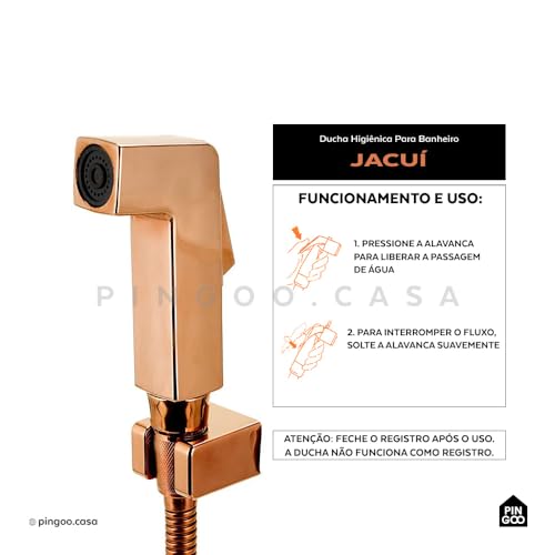 Pingoo.Casa, Ducha Higiênica para Banheiro, Quadrado, Cromado, Jacuí, Pingoo.Casa - Dourado Rose