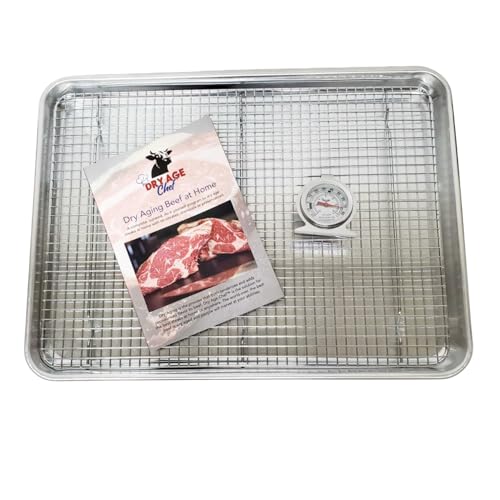 Large Beef Rack, Dry Aging Pan, Fridge Thermometer, and Instructions by Dry Age Chef - Perfect for Dry Aging Steak at Home!
