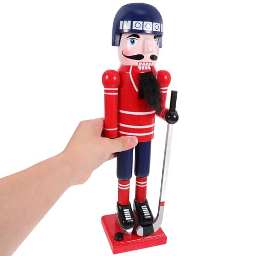 Casse-Noisette de Noël Uonlytech Statue Hockey Bois Authentique - 4