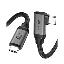 Silkland USB C Monitor Cable Right Angle 6.6FT, 8K@30Hz 5K/4K@60Hz Display, 20Gbps Data Transfer, 90 Degree USB C 3.2 Gen 2x2 Video Cable, 240W Charging for iPhone 17, MacBook,Portable Monitor,Carplay