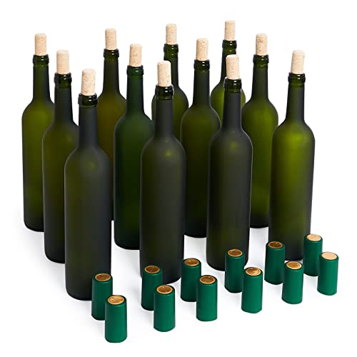 Botellas vacías de copa de vino de 750 ml - Juego de 12 (verde esmerilado) Cover