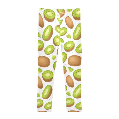 Sweet Kiwi Fruit Green Food Girls Leggings,Workout Leggings for Girls Toddler Athletic Leggings Size for 3-10T2