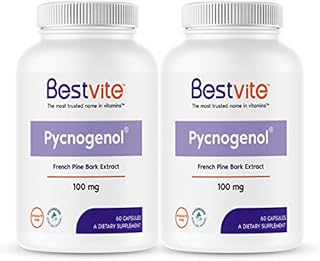 Pycnogenol 100mg (120 Capsules) (60x2) - French Maritime Pine Bark Extract - No Stearates - Gluten Free - Non GMO
