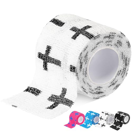 TrelaCo 1 Pcs Cross Tape Christian Athletic Tape 2IN X 15FT Elastic Wrist Wrap for Baseball Soccer Football Gymnastic Non Woven Jesus Self Adhesive Bandage Sport Bandage Wrap for Wrist Feet (White)