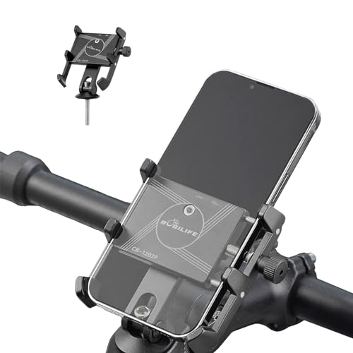 Aluminum Bike Phone Mount Holder - 360° Adjustable Bicycle Cell Phone Holder Stand Universal for iPhone, Samsung Galaxy and Most 4" - 7" Smart Phones (Stem Mounted)