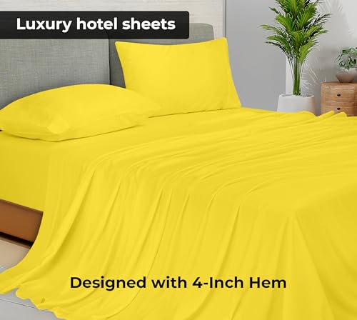 Image of Royale Linens 2 Pack Bulk Flat Sheet Set - Top Sheets -Soft 1800 Microfiber -Wrinkle & Stain Resistant - for Hotel, Massage Table, Hospital, Dorm - Twin XL Flat Sheet Sold Separately (Twin Xl, Yellow)