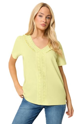Image of M&Co Short Sleeve Frill Cotton Blouse - Women's Yellow