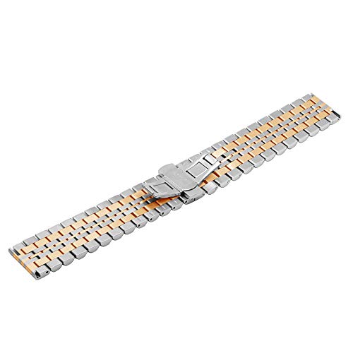 Sinaike Polished Watch Strap 7 Rows Quick Release Watch Band 316L Solid Metal Wristband 22Mm Bracelet Stainless Steel Watch Belt Butterfly Buckle Men Women Strap Two Tone Silver & Rose Gold #TOP3