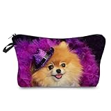 Livelihood Pomeranian Dog Cosmetic Bag for Women - Cute Small Makeup Bag for Purse Travel Toiletry Zipper Pouch for Girls Gift for Dog Lovers