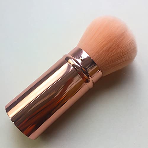 Rn Beauty Retractable Kabuki Brushes Blush Brush Foundation Powder Brush Face Blender Brush Multi-Function Cosmetic Makeup Brush Professional Mineral Blending Buffing Concealer Brush Aluminum Case Portable With Cover (Rose Gold) #TOP6