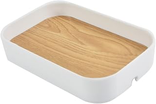Wood Grain Desktop Sundries Organizer Box for Home Office | Resin Build with Sticker Finish, Sturdy and Not Easy to Deform, for Cosmetics and Everyday Sundries