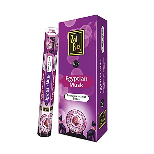 Zed Black Egyptian Musk Incense Sticks - 20 Incense Sticks Per Box -& 6 Boxes Inside (Total 120 Sticks) Premium Quality Incense Sticks For Relaxation, Yoga #TOP1
