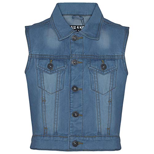 Boys Denim Jacket Fashion Jeans Gilet Faded Stylish Sleeveless School Jackets Coats Age 3-13 Years