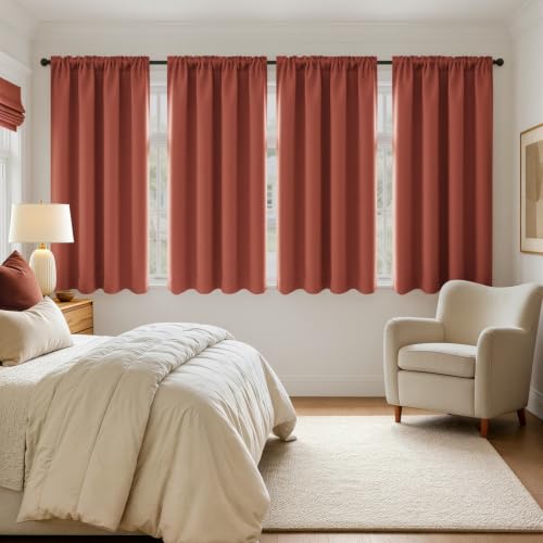 Image of MIULEE Fall Decor Terracotta Blackout Bedroom Curtains 72 inch Long 4 Panels