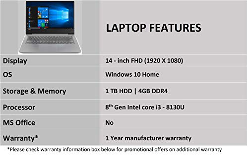 Image of Lenovo Ideapad 330s Intel Core i3 8th Gen 14-inch Full HD Thin & Light Laptop (4GB RAM /1TB HDD /Windows 10 Home /Platinum Grey /1.6kg), 81F40196IN