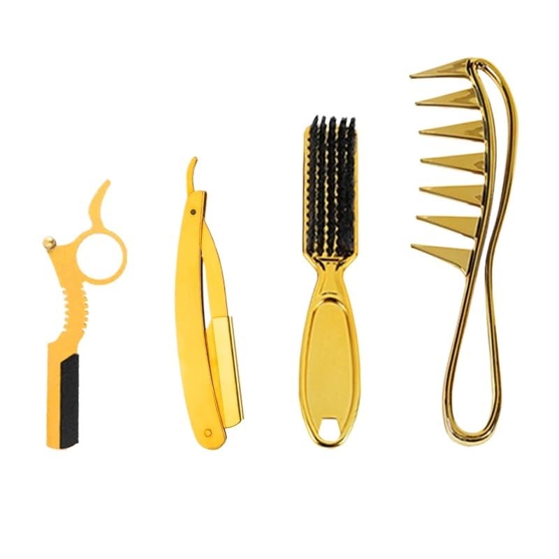 Men's Stylish Stainless Steel Manual Shaving Set in Gold Color