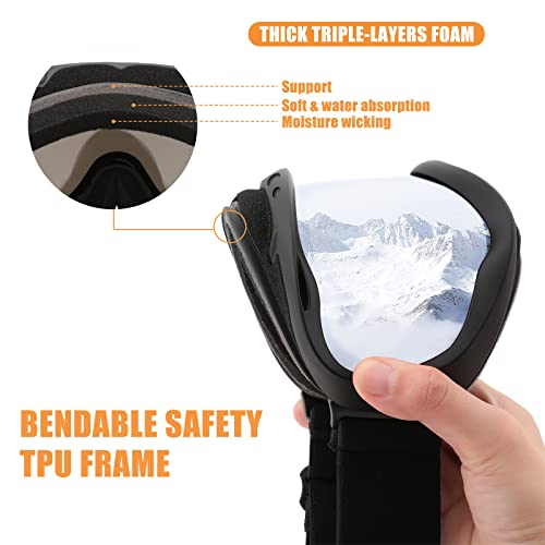 Feisedy Sports Ski Goggles Snowboard Anti-Fog Mirrored Snow Goggles Otg Uv Protection For Women Men Youth B2946 #TOP2