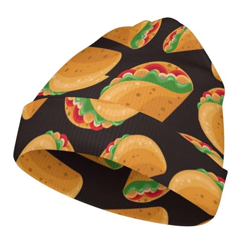 Taco Kids Beanie Hat for for Girls Boys Children Cap Winter Knitted Chemo Cancer Headwear Accessories Gifts Decoration Black