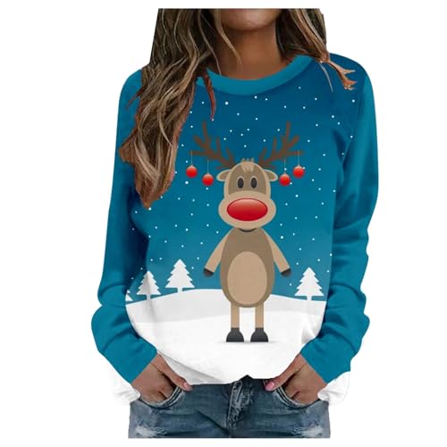 Sweat-shirt pour femme en polaire douce avec col protecteur bleu L