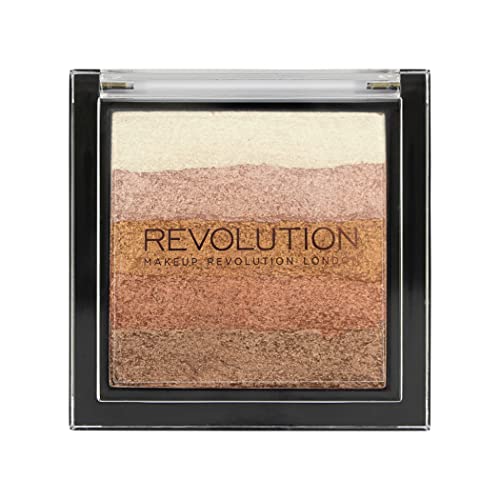 Makeup Revolution Vivid Shimmer Brick Bronzer Highlighter, Bronze Kiss