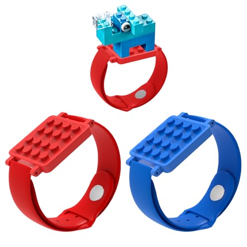 2 Pack Building Brick Watch with Custom Dial, DIY Wristwatch Compatible with Lego Bricks, Adjustable Silicone Strap, Creative DIY Wristwatch Gift for...