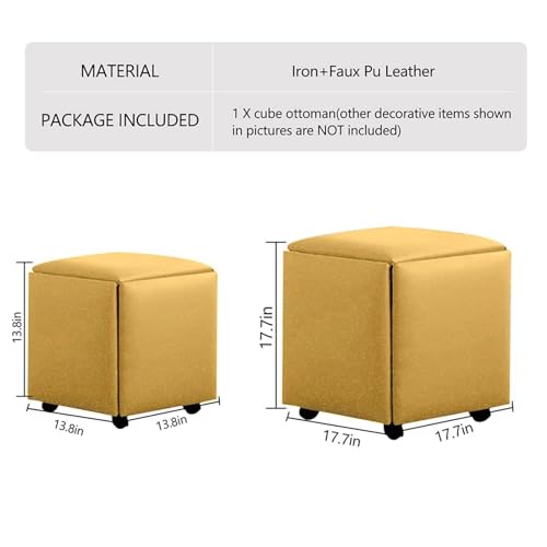 Pouf cube empilable 5 en 1 jaune de 35x35 cm pour optimiser l'espace - 3