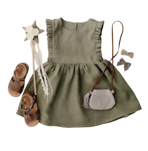 Kids Baby Girls Summer Casual Cute Pastoral Solid Color Sleeveless Dress4