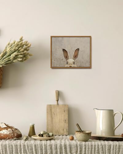 Image of KISSFOX Framed Wall Art Vintage Wall Decor Rabbit Pictures Easter Bunny Canvas Art Rustic Animal Paintings Retro Artwork For Bedroom Living Room Kitchen