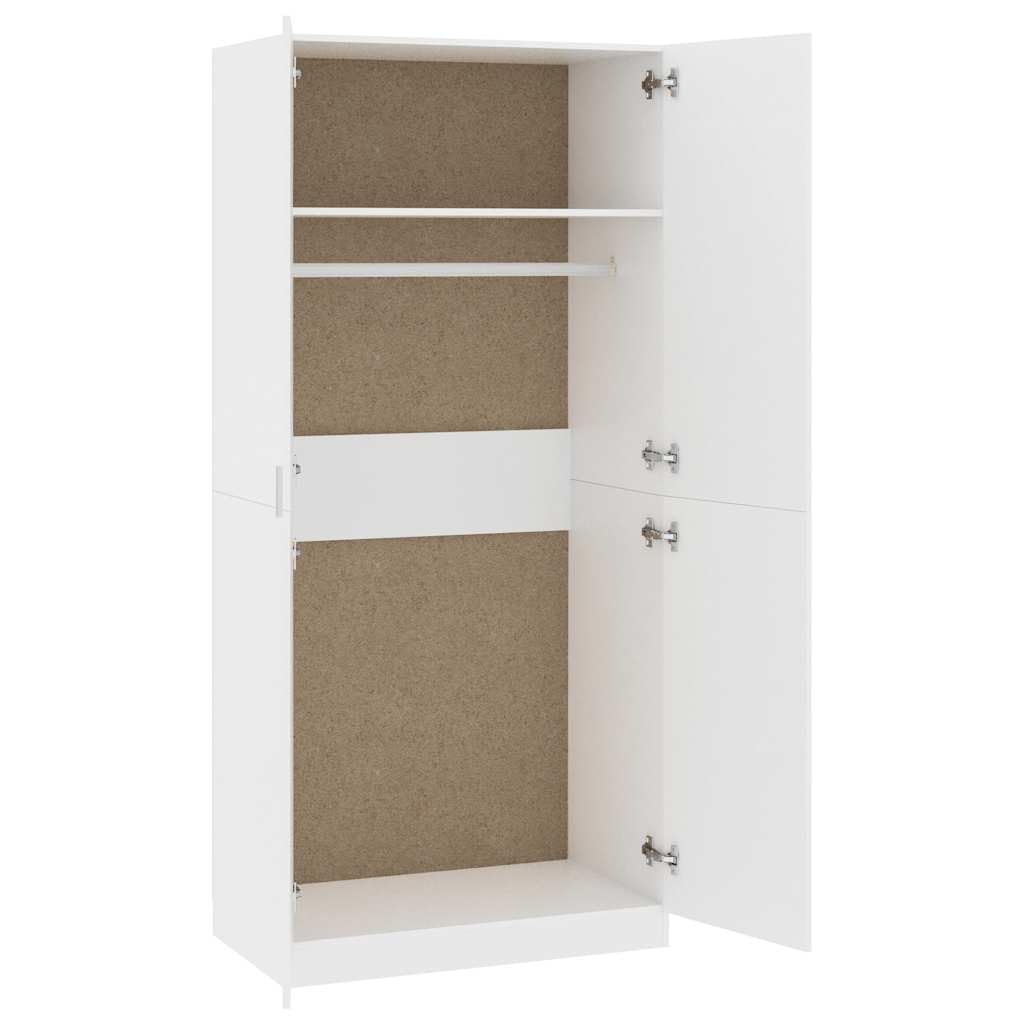 vidaXL Armadio Bianco 90x52x200 cm in Legno Multistrato