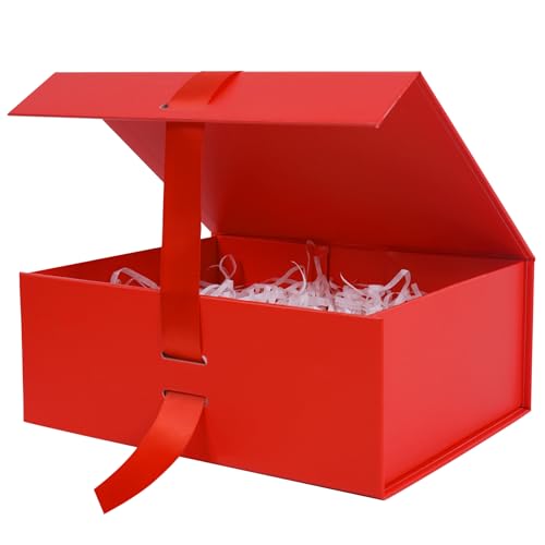 Boîte cadeau rouge rectangulaire Aimyoo pliable pour un emballage de Noël élégant