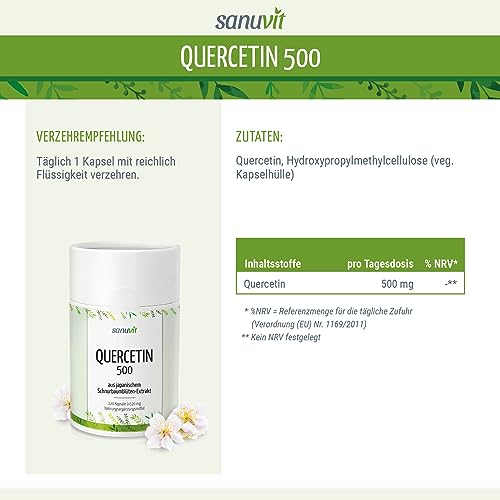 Quercetin Sanuvit 500 mg Kapseln, 120 Stück, hochdosiert