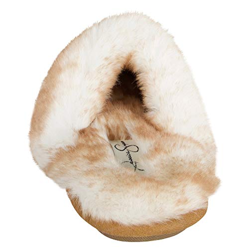 Image of Jessica Simpson womens Comfy Faux Fur House Slipper Scuff Memory Foam Slip on Anti-skid SoleSlipper