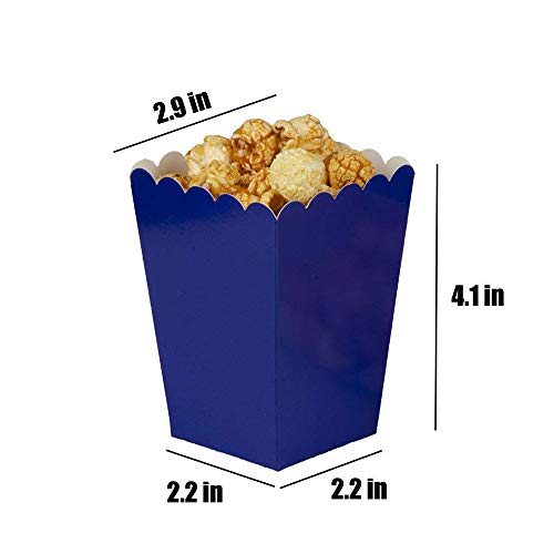 Image of AimtoHome Navy Blue Popcorn Boxes Mini Pack of 12, Paper Popcorn Container for Birthday Party, Graduation, Wedding, Carnival, Movie Night