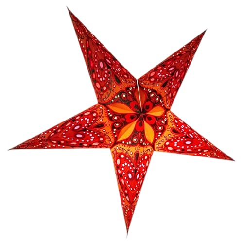 YEPSIO Lantern Lampshade Paper Star Light Shades Large 60cm Hanging Decorations for Christmas Wedding Home Decoration Birthday Party Foldable 5 Pointed Star (Glitter Orange Green Pink)