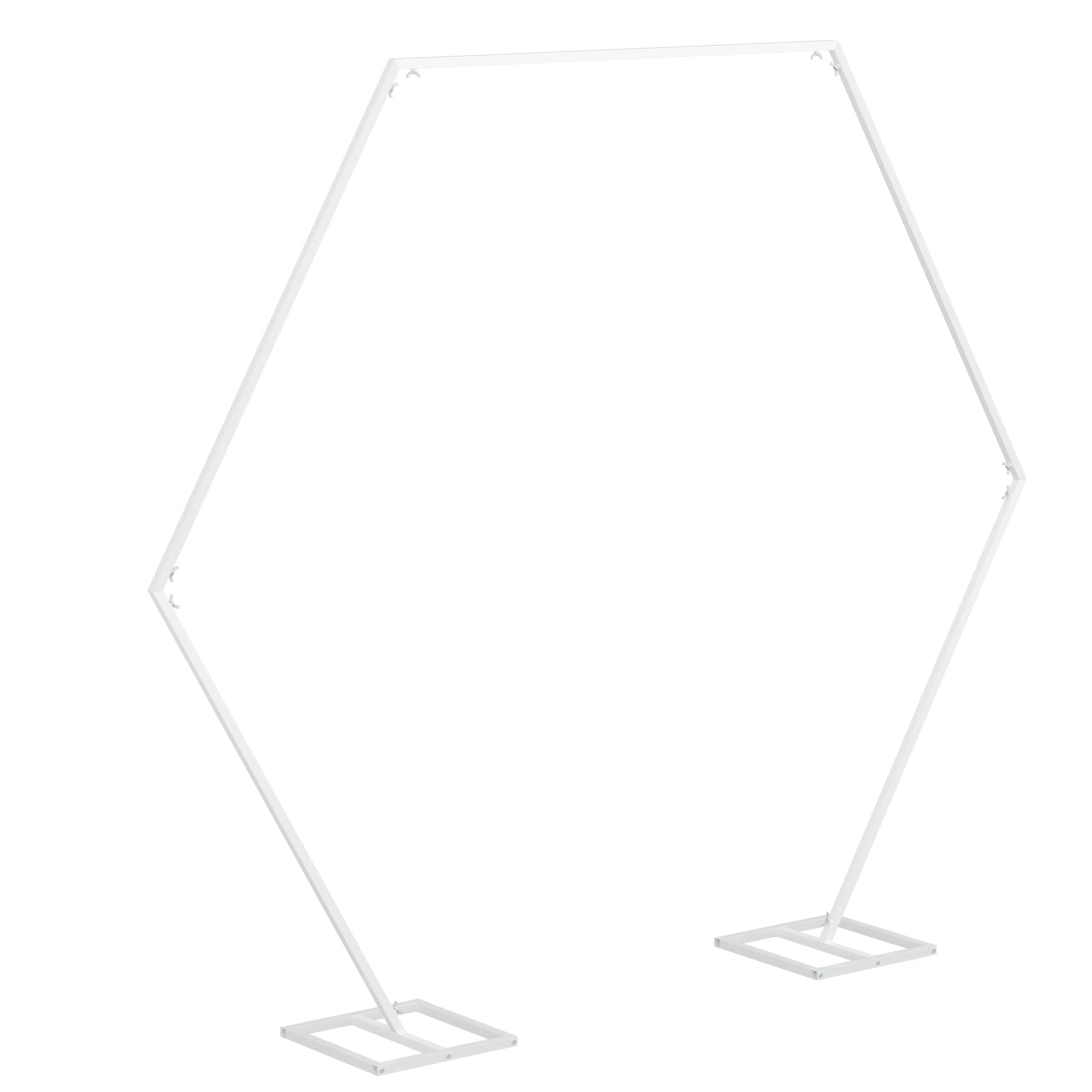 Arche Hexagonale Mariage Métal φ2.2m – Support Fond Voilage, Ballon, Fleur – Décoration Cérémonie, Fête, Anniversaire, Photobooth, Noël – Blanc