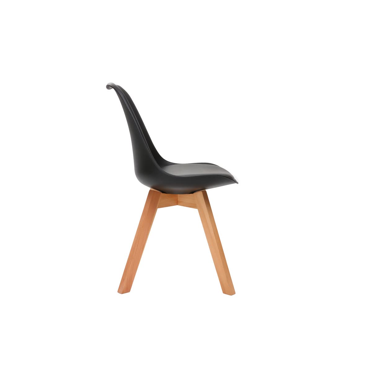 Chaises Design Noires avec Pieds Bois Clair (Lot de 2) Pauline