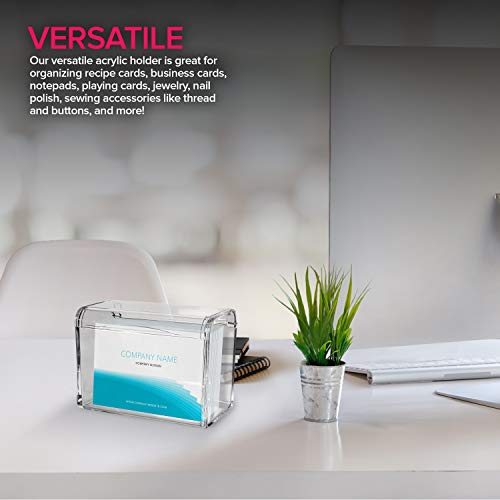 Modern Innovations Acrylic Recipe Holder, Shatterproof Recipe Box, Clear Acrylic Recipe Box With Hinged Lid & Easy Viewing Slit, Clear Holder For Recipe Cards (Not Included), Business Cards, Notepads #TOP5