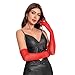 Nackiy Long Red Opera Gloves for Women, 1920s Mesh Tulle Stretchy Elbow Length Party Gloves Costumes Bridal Evening Dress, 20inch