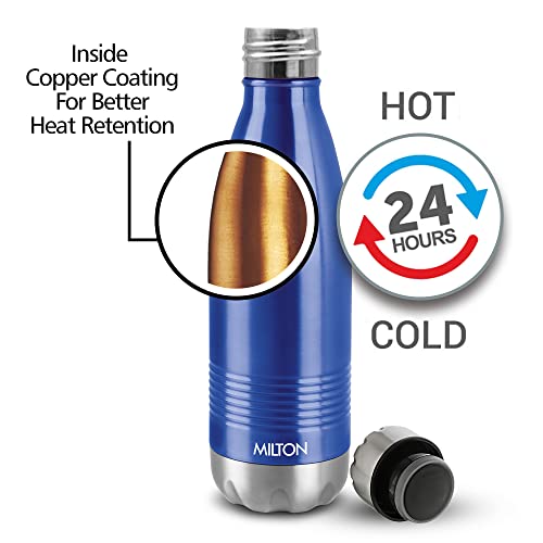 Image of Milton Duo DLX 1000 Thermosteel Water Bottle 1 LTR, 24 Hr Hot and Cold I Leak Proof Lid, ISI Certified I Vacuum Insulated I for Office, Gym, School I Blue