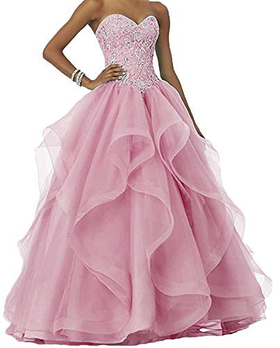 HUINI Brautkleider Abendkleider Prinzessin Trägerlos Tüll Spitze Glitzer...